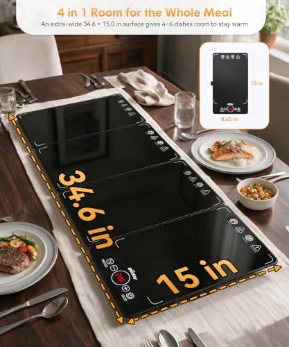 BEDAY Expandable Electric Warming Tray, 4 Pcs Buffet Food Warmer - Image 4