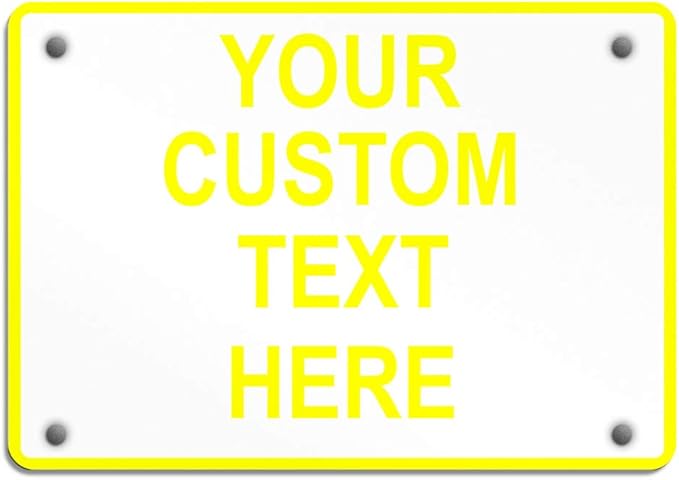 Aluminum Weatherproof Metal Sign Multiple Sizes Custom Personalized Text Here White Yellow Caution Horizontal Street Signs 24x18Inches