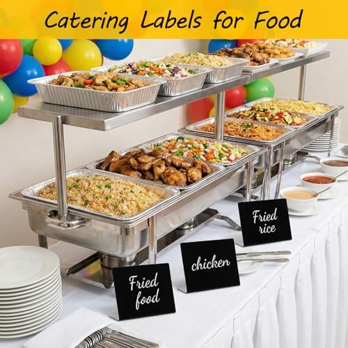 50 Pack Food Labels for Party Buffet, 4" x 3" Mini Chalkboard Signs for Food, Reusable PVC Foods Signs for Buffet, Catering Supplies Buffets Display for Foods Display, Pastry Tags, Price Tag, Name Tag - Image 5