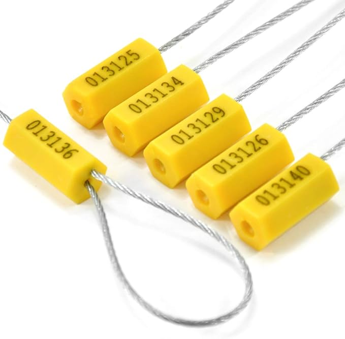 Leadseals(R) 100 Steel Cable Seals - Metal Security Seals for Truck & Trailer - Yellow, 100pcs