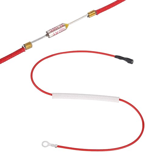 MECCANIXITY Universal Rice Cooker Temperature Fuse, 100°C 10A 250V Metal Thermal Fuse with Terminal and Ring Terminal Fiberglass Sleeving for Electric Pressure Cooker Repair Part
