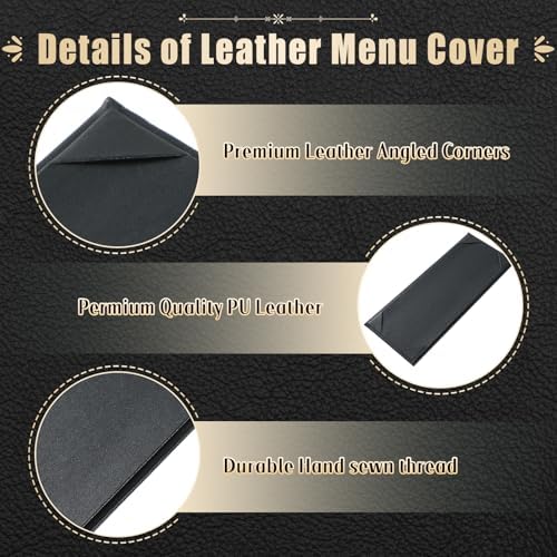 Menu Covers 4.25 x 11", 10 Pcs 1 View Leather Restaurant Menu Holders - Image 3