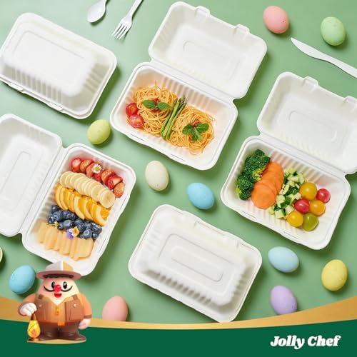 Sugarcane to go food containers, 1-Compartment Clamshell Food Containers - Image 3
