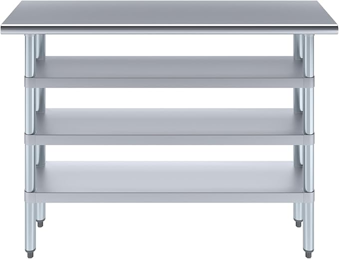 14 in. x 48 in. Stainless Steel Work Table with Three Bottom Shelves | NSF Kitchen Prep Table | Utitly Metal Table