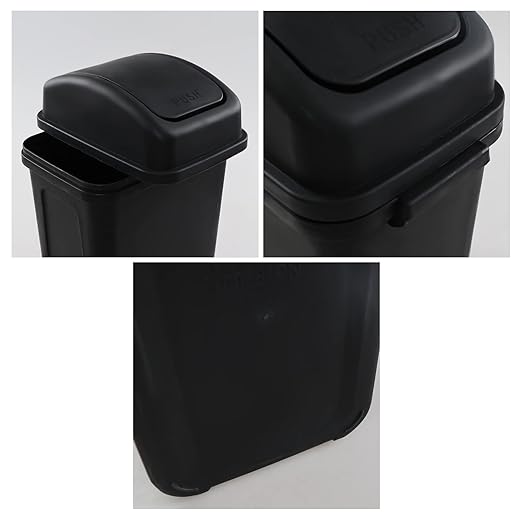 1-Pack 2 Gallon Plastic Small Swing Garbage Bin, Swing Lid Trash Bins, Black