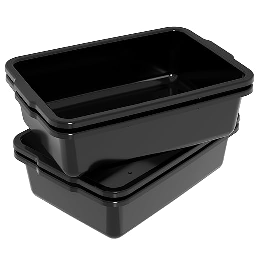 24 L Plastic Commercial Bus Tub, Large Plastic Bus Tub, Black, 4 Packs