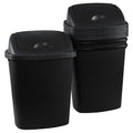 Office Trash Can with Lid, 8 Gallon Kitchen Garbage Can, Plastic Durable Waste and Recycle Bin (Set of 4, Black)