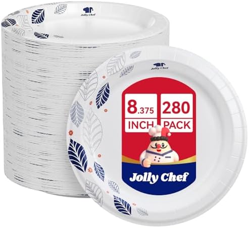 JOLLY CHEF 280 Count Paper Plates 8 inch Disposable by JOLLYCHEF