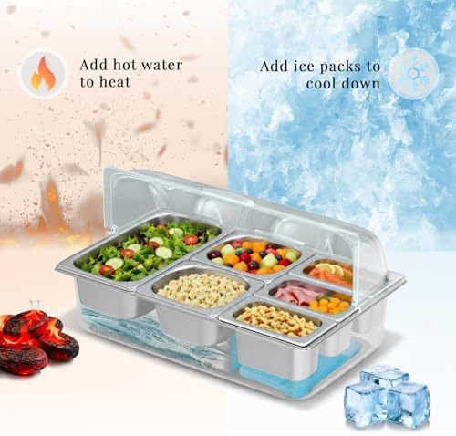 Countertop Food Serving Display Container, Cold Food Buffet Server, Salad Bar Buffet Station for Home & Cold Serving Trays for Parties, Restaurant or Kitchen (9 Pans 3 Sizes) - Image 2