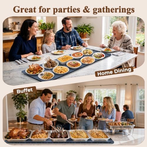 Warming Mat for Food,Electric Warming Tray with Heat-Resistant Pad-XXL Navy - Image 6