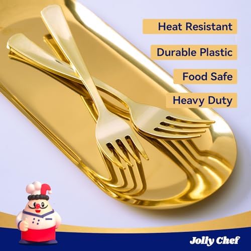 JOLLY CHEF 4.5 oz Clear Plastic Champagne Glasses 125 Count Gold Plastic Disposable Forks - Image 7