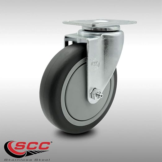 Service Caster Brand Replacement Caster for Uline Caster H-7447S - Stainless Steel Swivel Top Plate Caster with 5 Inch Thermoplastic Rubber Wheel - Fits Carts and Platform Trucks H-6826