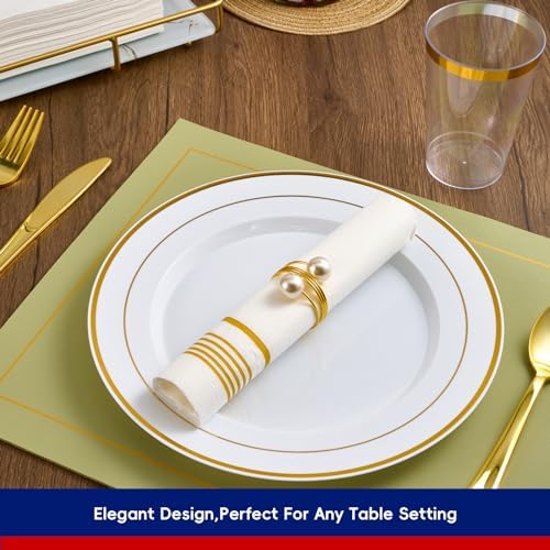 200 Paper Napkins Disposable Guest Towels, 3-ply Gold Dinner Napkins - Image 5