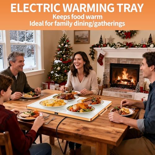 Warming Mat for Food,XL 24"x16",Tempered Glass Electric Warming Tray, White - Image 2