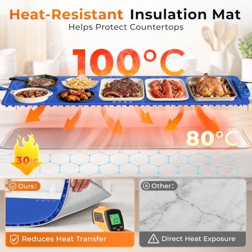 Warming Mat for Food， Extra Large 49"x15", 7 Heat Levels, 8 Hour Timer - Image 3