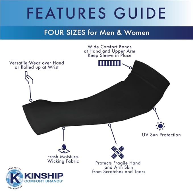 Arm Protector Sleeves for Elderly Thin Skin, Bruising, Sun Protection, Men, Women
