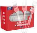 300 Clear Disposable Plastic Forks, Silverware Utensils Bulk for Daily Use by JOLLYCHEF
