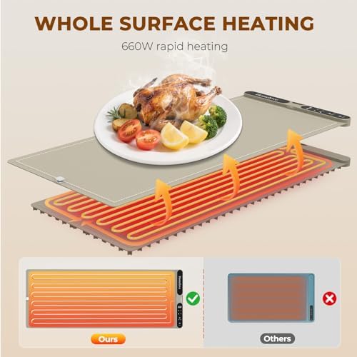 Homelove Warming Mat for Food - 7 Temps, 8H Timer, for Buffets Party Khaki - Image 5