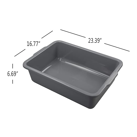 4-Pack 32 L Large Commercial Bus Tubs, Plastic Utility Bus Box, Gray