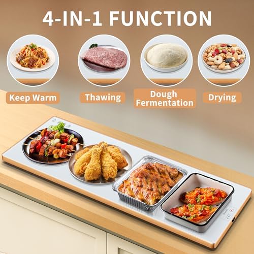 Electric Warming Tray,Extralong 47"x12",Tempered Glass Warming Mat for Food - Image 3