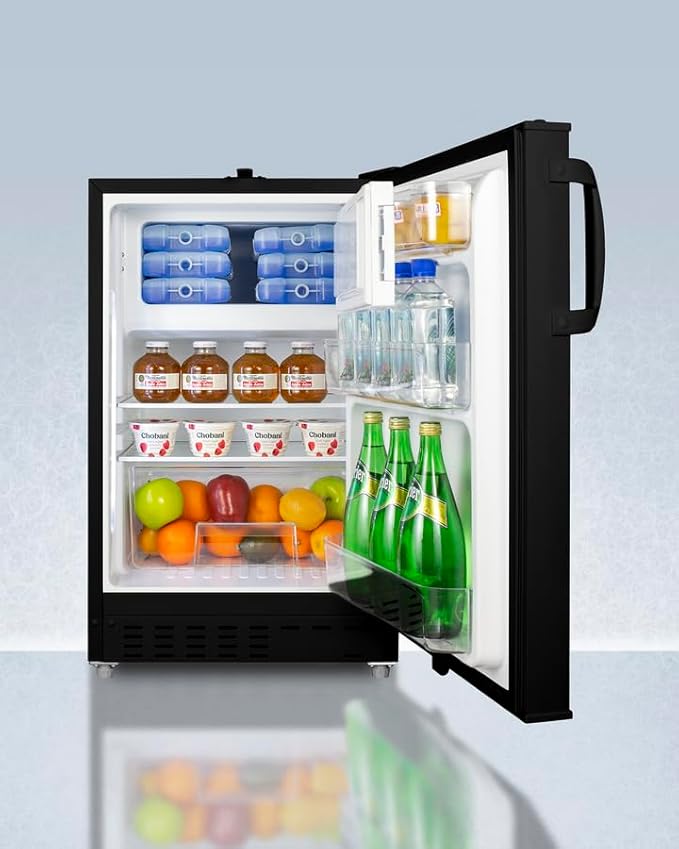 ACCUCOLD 20" Refrigerator - Freezer, Built-in, Undercounter, Breakroom, General Purpose, 2.68 cu.ft. Capacity, ADA Compliant, Black - ADA302BRFZLHD (Left Handed Door Swing)