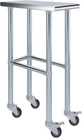 Stainless Steel Work Table Open Base & Wheels | Work Station | Metal Work Bench (Stainless Steel Work Table Open Base + Casters) (12" Long x 24" Deep)