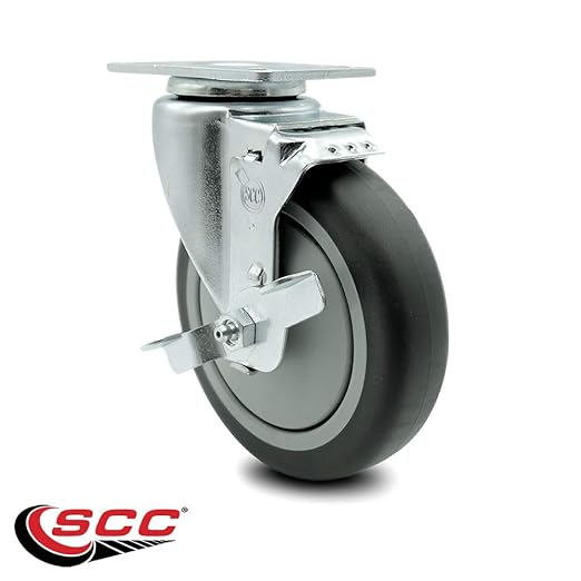 Service Caster Brand Replacement Caster for Uline Caster H-5538SWB - Swivel Top Plate Caster with 5 Inch Thermoplastic Rubber Wheel and Top Lock Brake - Fits Carts, Dollies and Poly Box Trucks H-4287