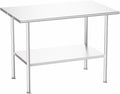 All-Stainless Steel Prep Table, 30 X 48 Inch, with Rounded-Edges and Adjustable Undershelf, Heavy-Duty Build for Outdoor Use,Restaurants,Hotels,Workshops,Kitchens,Gardens, and Garages