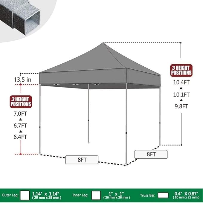 Eurmax USA 8'x8' Pop Up Canopy Tent Commercial Instant Canopies with Heavy Duty Roller Bag,Bonus 4 Sand Weights Bags (White)