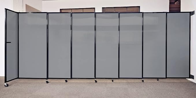 Wall-Mounted Sliding StraightWall Room Divider | Adjustable Widths | Locking Wheels | Room Separator | Up to 15'6" Wide x 7'6" Tall Royal Blue Fabric Panels
