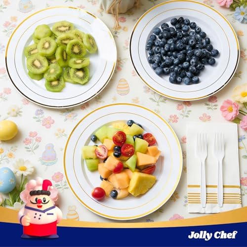100PCS Plastic Plates 10 Inch Heavy Duty Disposable Plates for Everyday Use - Image 3