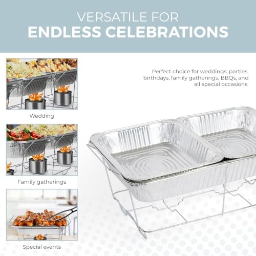 Large Full Size 33-Pcs Disposable Chaffing Buffet with-Covers, Utensils, Fuel Cans – Premium Chafing Dish Set for Events, Parties, Catering - Image 5