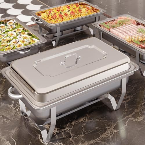 9Qt Chafing Dishes for Buffet, Roll Edge Designed Chafing Dish Buffet Set - Image 2