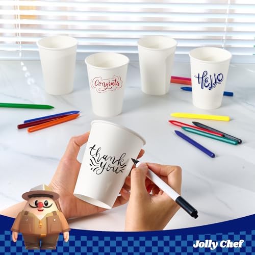 JOLLY CHEF 12 oz Coffee Cups, White Paper Cups 200 Count Leak-Proof - Image 6