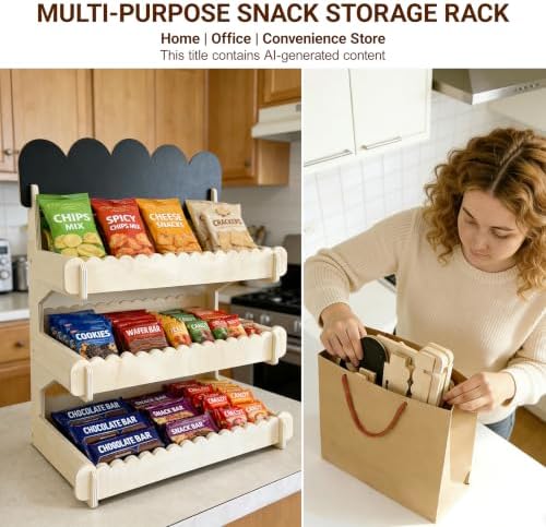 Cookie Display Stand for Vendors - Snack Organizer Countertop with Chalkboard, Tool-Free Easy Assembly, Natural Finish, Perfect for Bakeries, Markets, Events & Small Shops (Beige) - Image 5