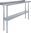 AmGood 60" Long x 14" Deep Stainless Steel Work Table with 1.5" Backsplash | Metal Kitchen Food Prep Table | NSF