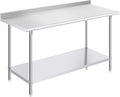 OSTBA Stainless Steel Table for Prep & Work 24x60 Inches with Backsplash, NSF Metal Commercial Heavy Duty Table with Adjustable Undershelf and Foot for Restaurant Kitchen Home and Hotel