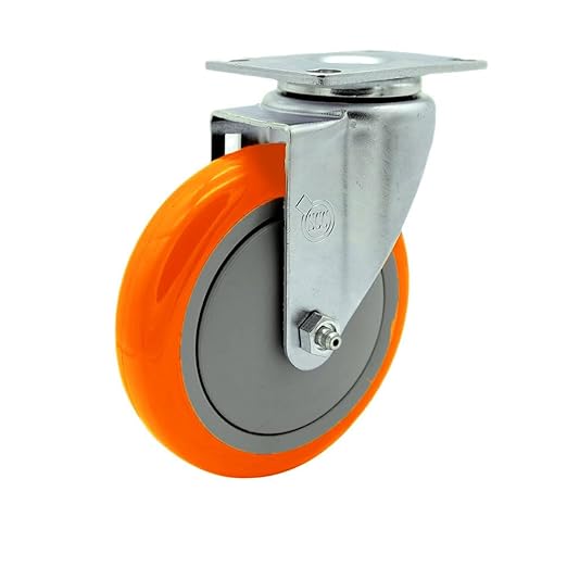 Service Caster Brand Replacement Caster for Uline Caster H-7449S - Stainless Steel Swivel Top Plate Caster with 5 Inch Orange Polyurethane Wheel - Fits Carts and Platform Trucks H-6348