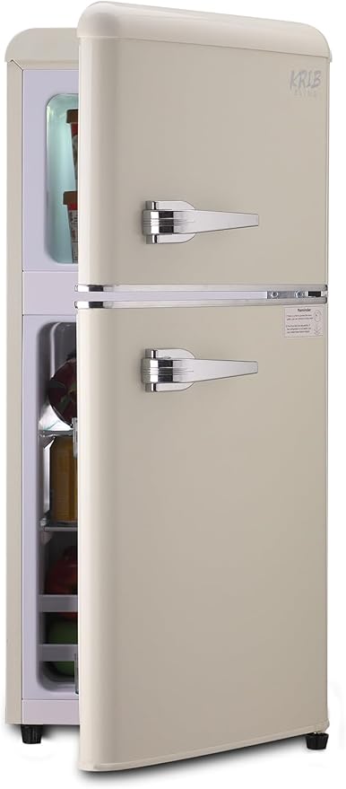 3.5 Cu.Ft Compact Refrigerator Mini Fridge with Freezer 7 Level Adjustable Thermostat Removable Shelves Small Refrigerator Cream