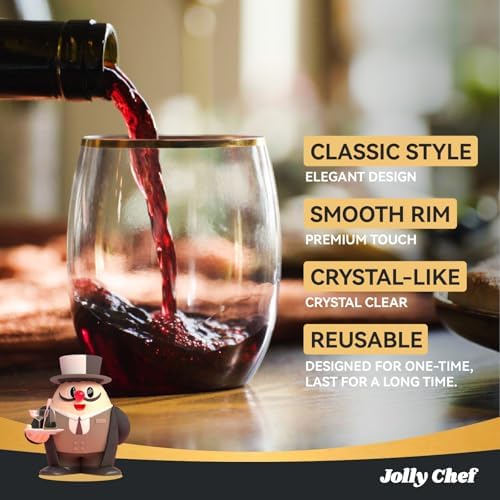 JOLLY CHEF 40 Pack 12 oz Champagne Flutes Gold Stemless Toasting Glasses - Image 4