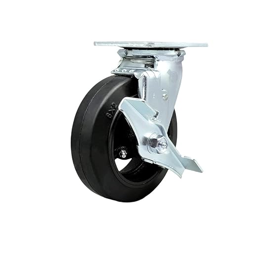 Service Caster Brand Replacement Caster for Uline Caster H-3326SWB - Swivel Top Plate Caster with 6 Inch Rubber on Metal Wheel and Top Lock Brake - Fits Platform, U-Boat and Panel Trucks H-1191