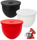 Omoiyari Premium 3-Pack Silicone Bowl Liners with Lids for KitchenAid 4.5-Qt Tilt-Head (Only), 2mm Extra-Thick Silicone,Odour-Free,Heat-Resistant,Air Valves for Dough Proofing,Dishwasher Safe,BPA Free