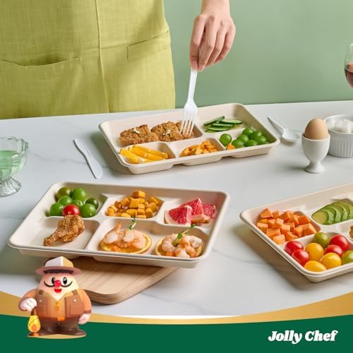 Compostable 5 Compartment Paper Plates 11*8 Inch 500 Pack Divided Plates - Image 5