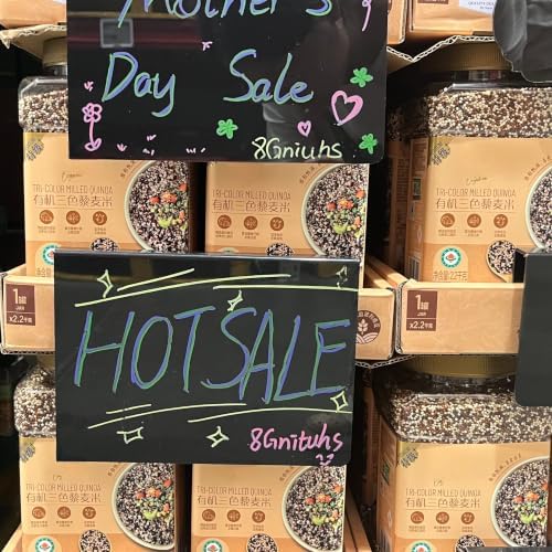 5PCS 21CM*15CM Black Acrylic Food Tags & Mini Chalk Boards - Erasable & Write-On for Party Buffet - Reusable Labels with Sign Holders, Name Cards for Table Setting, Clothing Display Stand - Image 4