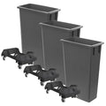 3 Pack 23 Gallon Waste Bin with Dolly, Heavy-Duty Trash Can, Slim Rectangular Garbage Bin, Durable Waste Container, Recycling Bin, Plastic Wastebasket for Kitchen, Garage, Restaurants, Office