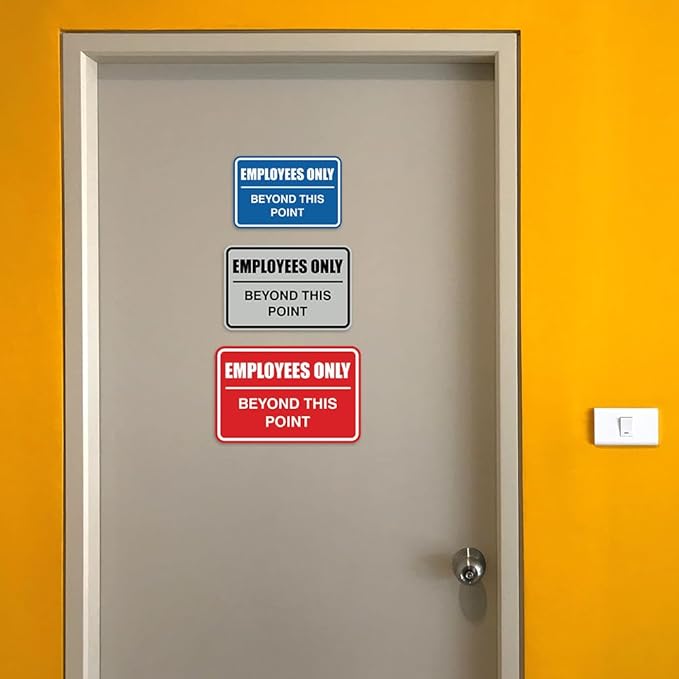 All Quality Classic Framed Employees Only Beyond This Point Wall or Door Sign | Easy to Install Business Signage - Large (Dark Brown) 5 Pack