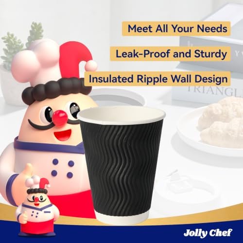 JOLLY CHEF 12 oz Paper Coffee Cups 120 Pack and 300 Pack Coffee Cup Lids - Image 6
