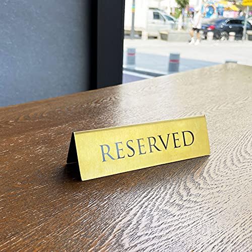 Golden Metal Table Top Reserved Sign for Restaurants, Wedding, Ceremony and Events, Double Sided Tent, 6x1.75 inches (Pack of 6) - Image 3
