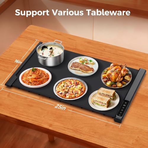 Single Panel Food Warming Mat - Extendable Design, 25"x16", Black - Image 5