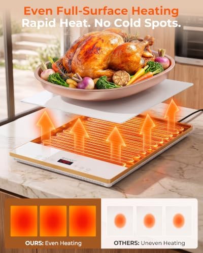 Warming Trays For Buffets Party,3-in-1 36"×16"Independent Temp Control Food Warmers For Parties Buffet,8 Precise Temps&24H Timer Warming Mat For Food,Modular Food Warming Mat Catering Gatherings - Image 6